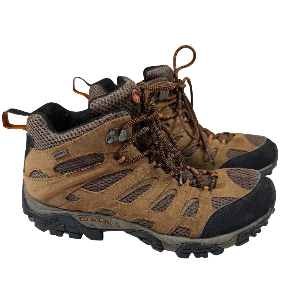 Merrell Moab Mid Waterproof Hiking Boots Mens 10.5 Brown Suede Vibram J88623
